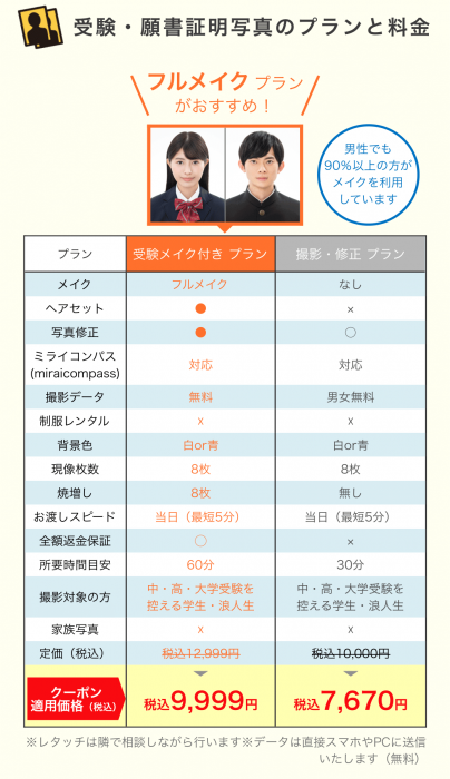 「受験写真プラン」が始まりました!14