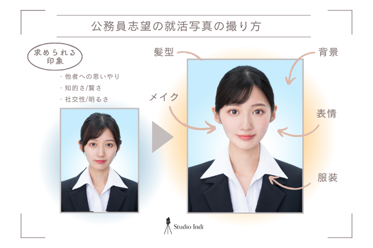 公務員志望におすすめの戦略的な就活写真の撮り方をプロが解説!【業界別の撮り方特集】1